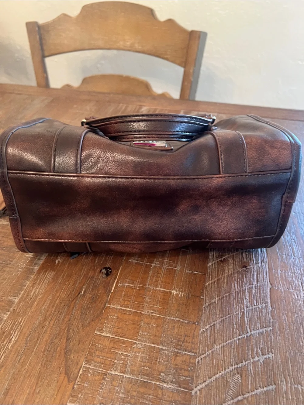 Made in NYC Distressed Brown Crossbody Satchel - Picture 10 of 10